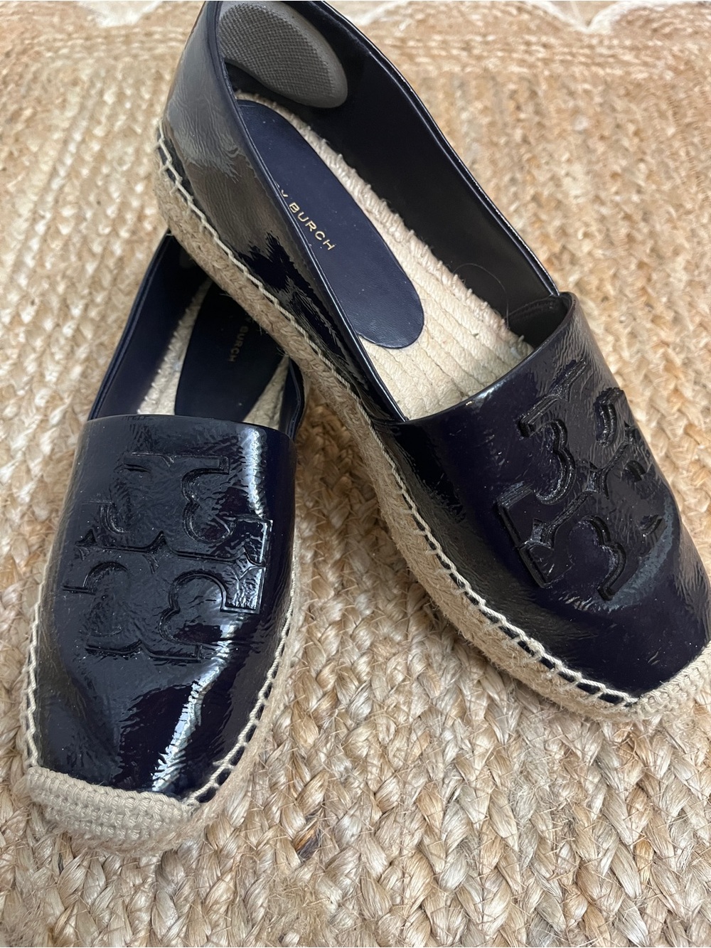 Sz 9 Tory Burch Purple Patent Leather Ines Espadrille Flats